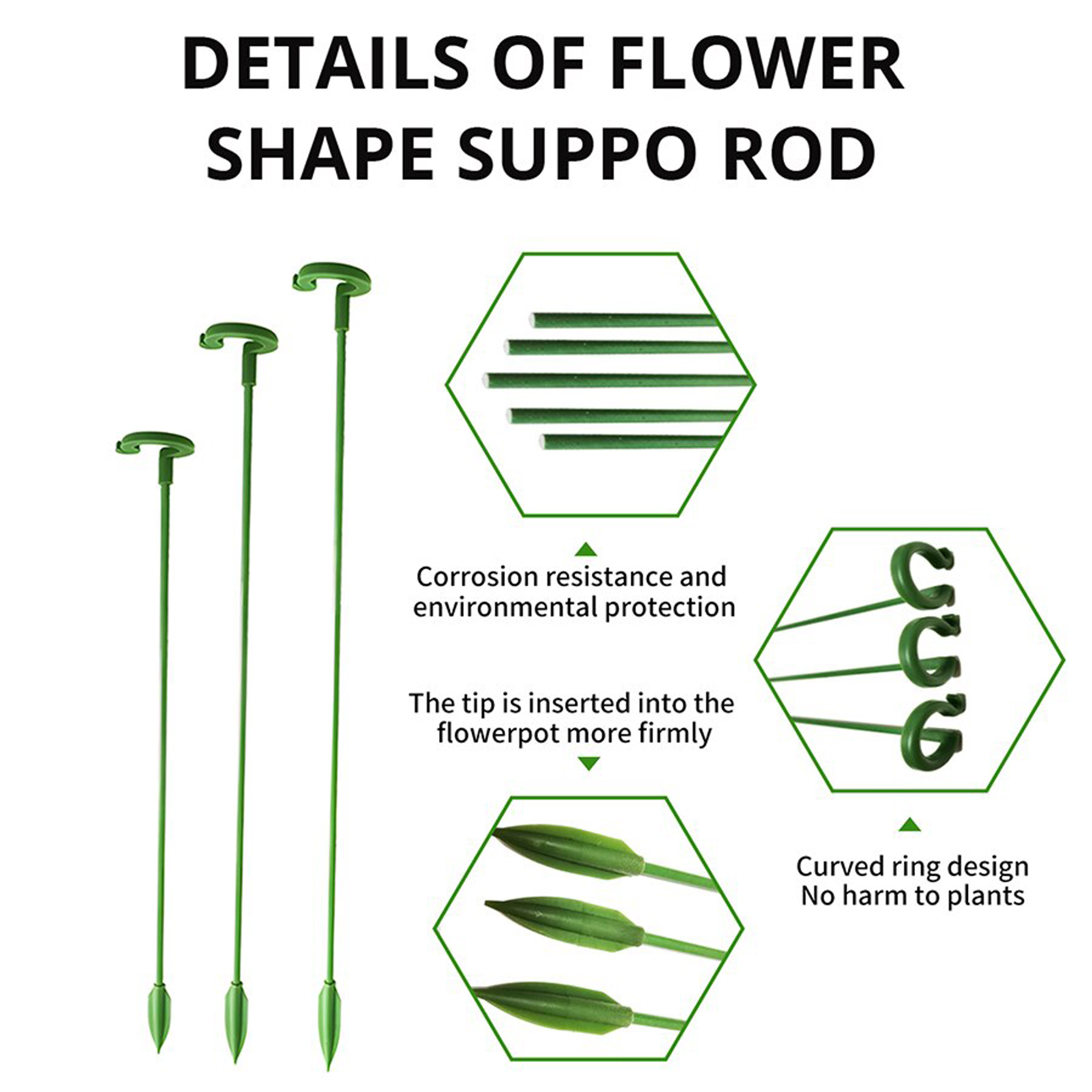 Gardening Tools Holder - 5개 식물 지지대 꽃 스탠드 스틱