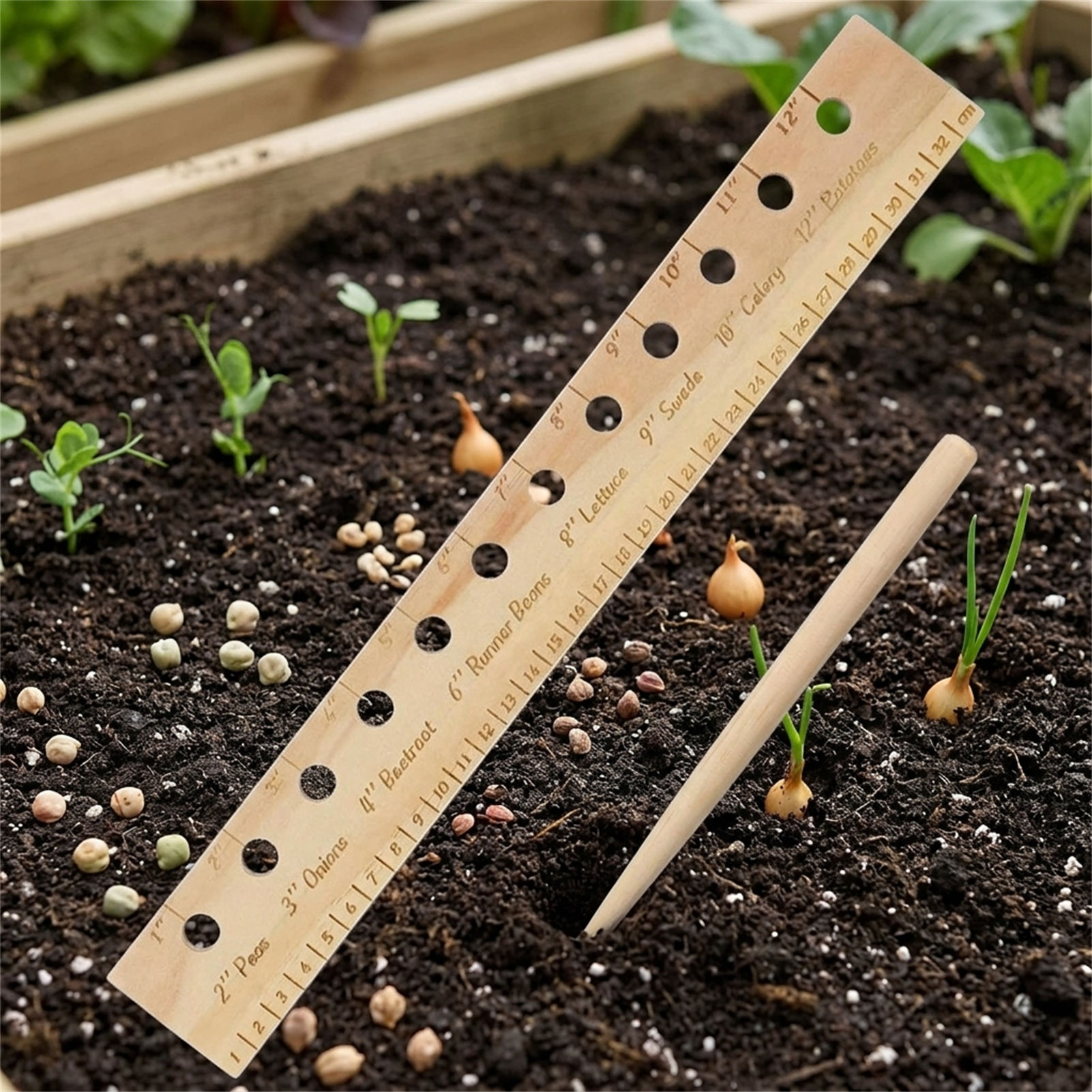정원 가꾸기 초보자를 위한 단단한 나무 재배용 자, 종 - Gardening Tools Wooden 리뷰 및 가격