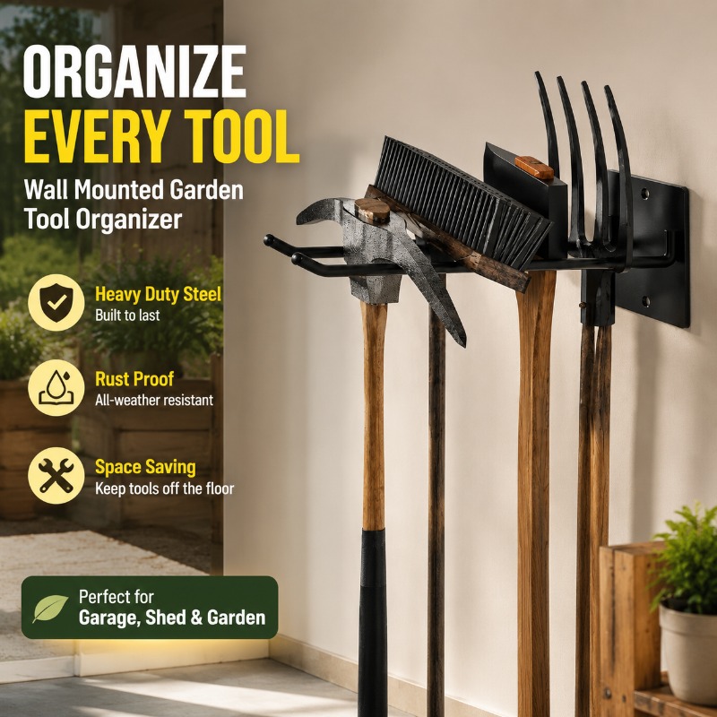 두꺼운 벽걸이형 정원 도구 보관 랙 삽/괭이 정리대/홀 - Gardening Tools Holder 리뷰 및 가격
